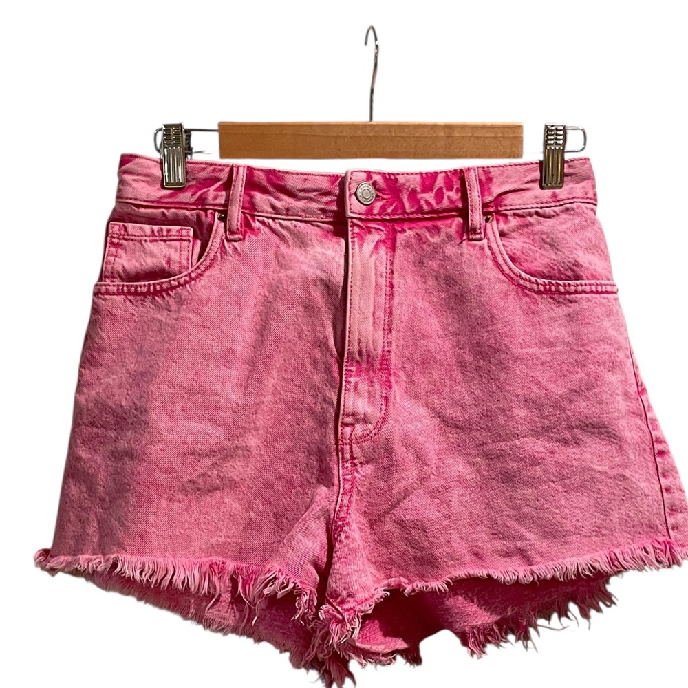 PacSun Pink Acid Wash Cutoff Jean Shorts | Size 30 | Frayed Hem Y2K